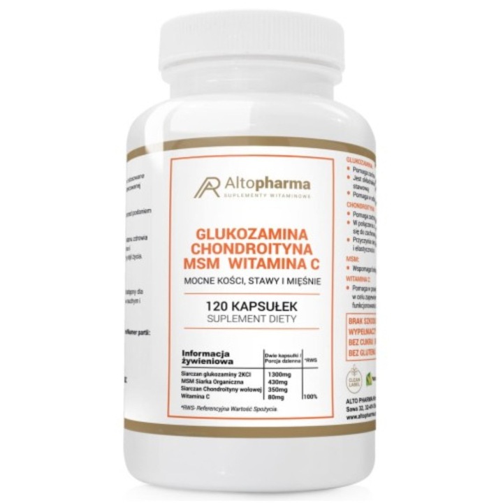 Altopharma Glucozamina Chondroityna MSM Vitamina C, 120 capsule, fara gluten, fara OMG