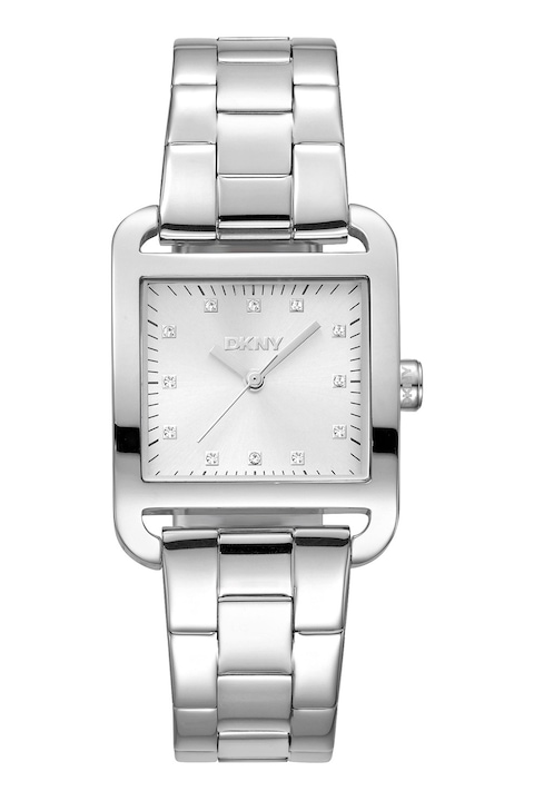 DKNY, City Midi szögletes kvarc karóra, Ezüstszín