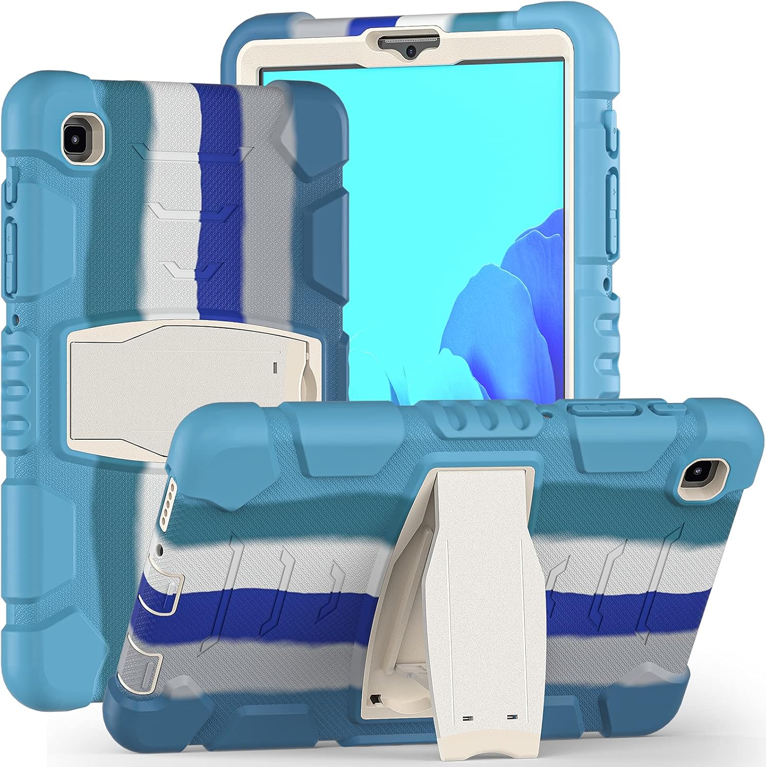 Husa Shockproof Armor pentru Samsung Galaxy Tab A7 Lite(SM-T220/T225), 8.7", Sigloo, stand Built-in, Protectie 360, Albastru multicolor