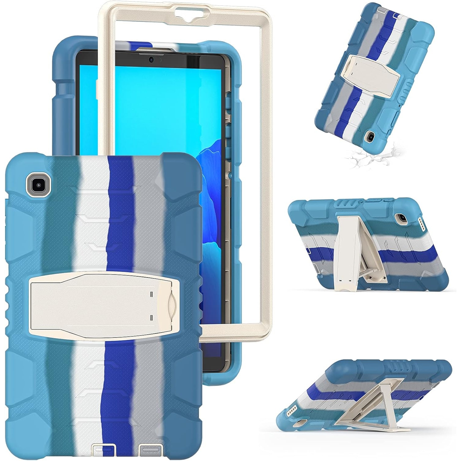 Husa Shockproof Armor pentru Samsung Galaxy Tab A7 Lite(SM-T220/T225), 8.7", Sigloo, stand Built-in, Protectie 360, Albastru multicolor