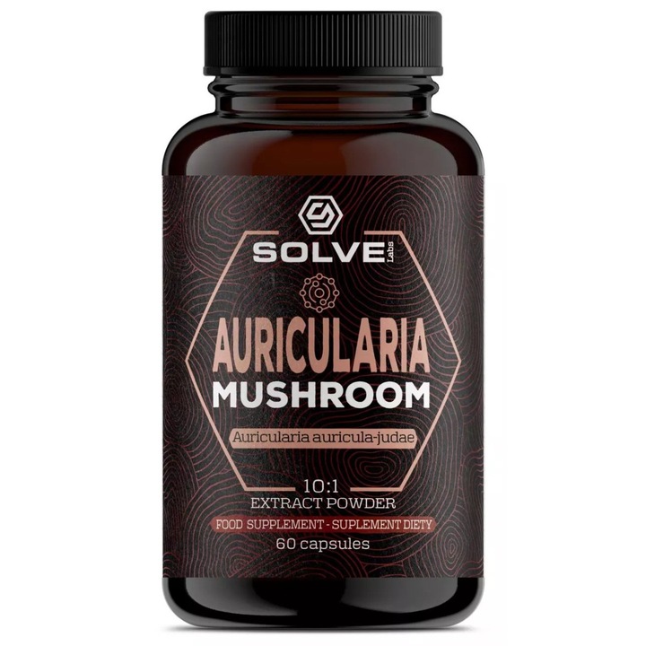 Supliment alimentar Solve Labs Auricularia 10:1, 60 capsule, extract 1000 mg, fara aditivi, dieta vegetala