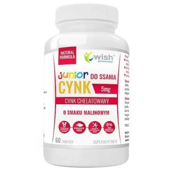 Wish CYNK Junior 5mg, 60 tablete vegane, fara coloranti artificiali, aroma placuta