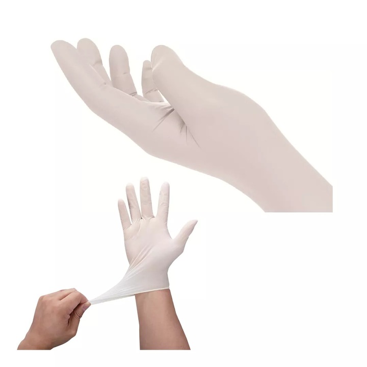 Manusi din latex, uz general, set 100 buc, Albe