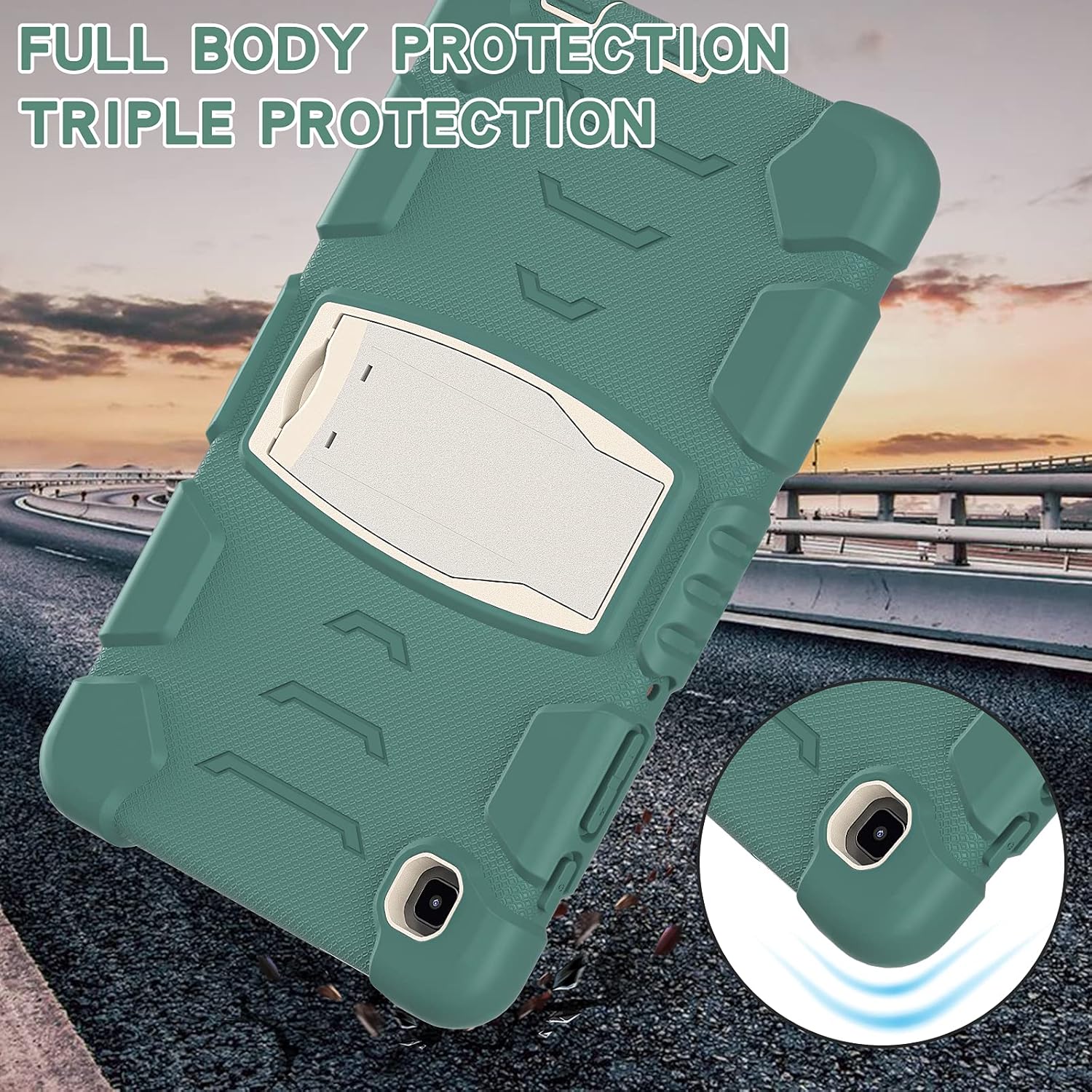 Husa, Sigloo, pentru Samsung Galaxy Tab A7 Lite, protecție 360, suport integrat, verde