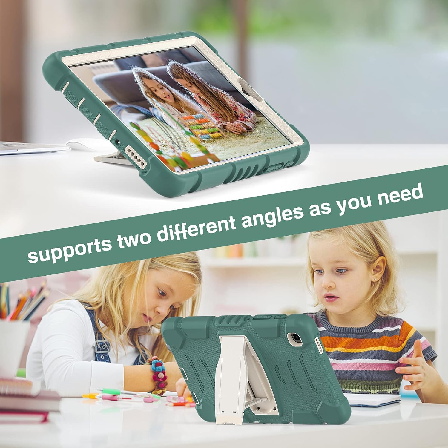 Husa, Sigloo, pentru Samsung Galaxy Tab A7 Lite, protecție 360, suport integrat, verde