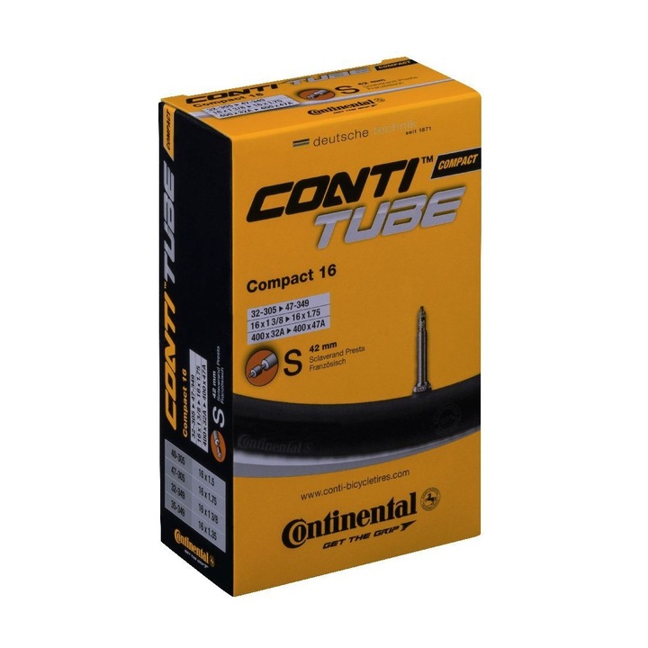 Kerékpár belső, Continental Compact 16, 32/47-305/349, 16x1 3/8-1.75, S42