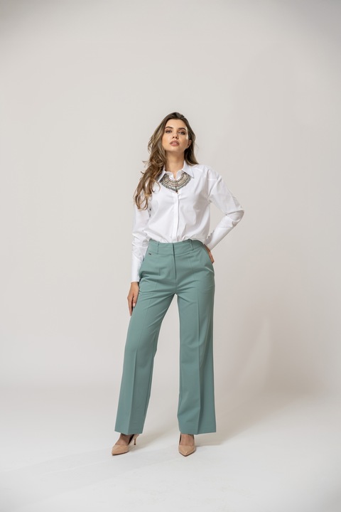 Hermosa, Pantaloni cu talie inalta Nassira, Verde pal