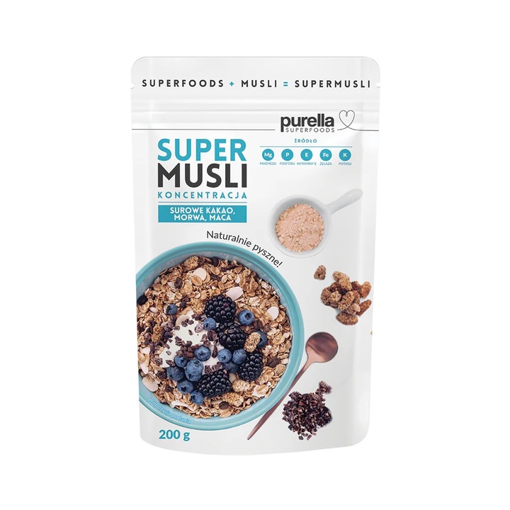 SuperMusli Purella 200 g, fructe uscate si nuci, fara zahar