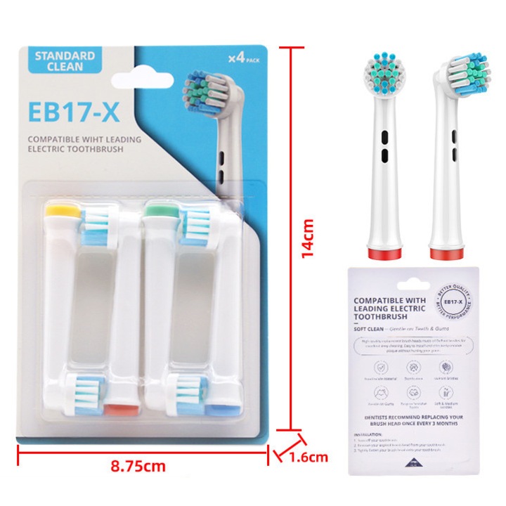 Комплект от 8 резервни глави за електрически четки за зъби, съвместими с Braun Oral-B, неутрални влакна, 7, 2x1, 5x2 см
