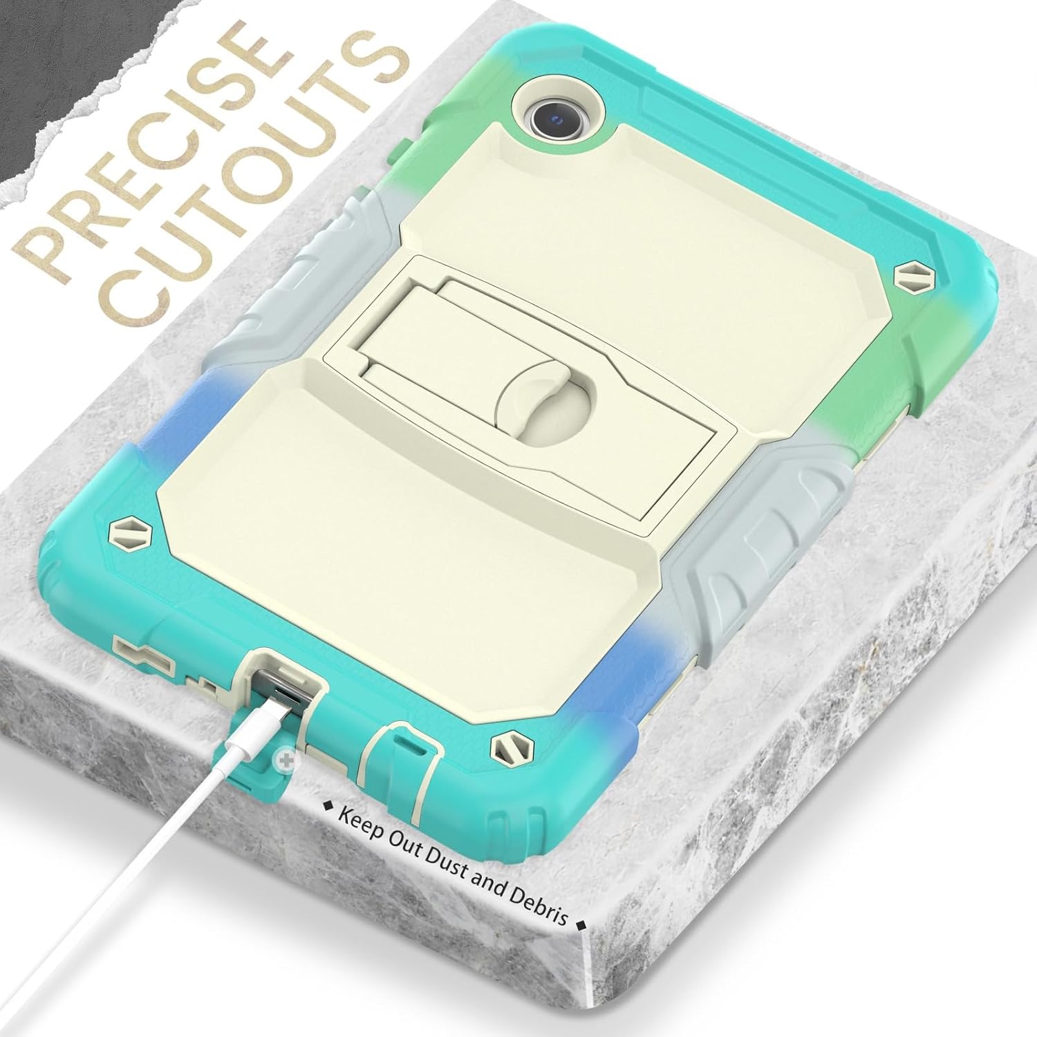 Husa Shockproof Armor pentru Samsung Galaxy Tab A7 Lite(SM-T220/T225), 8.7", Sigloo, stand Built-in, Protectie 360, albastru deschis