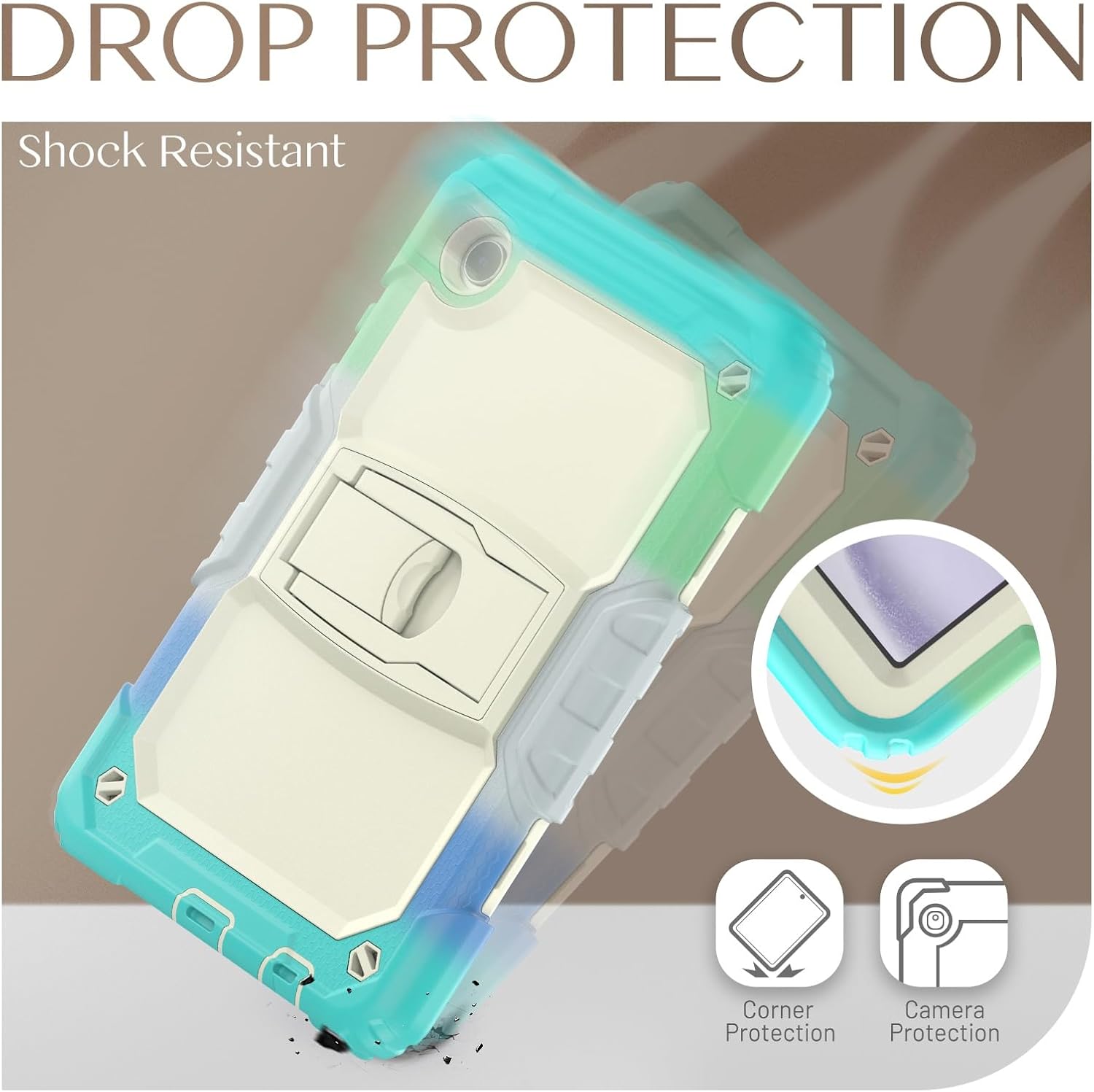 Husa Shockproof Armor pentru Samsung Galaxy Tab A7 Lite(SM-T220/T225), 8.7", Sigloo, stand Built-in, Protectie 360, albastru deschis