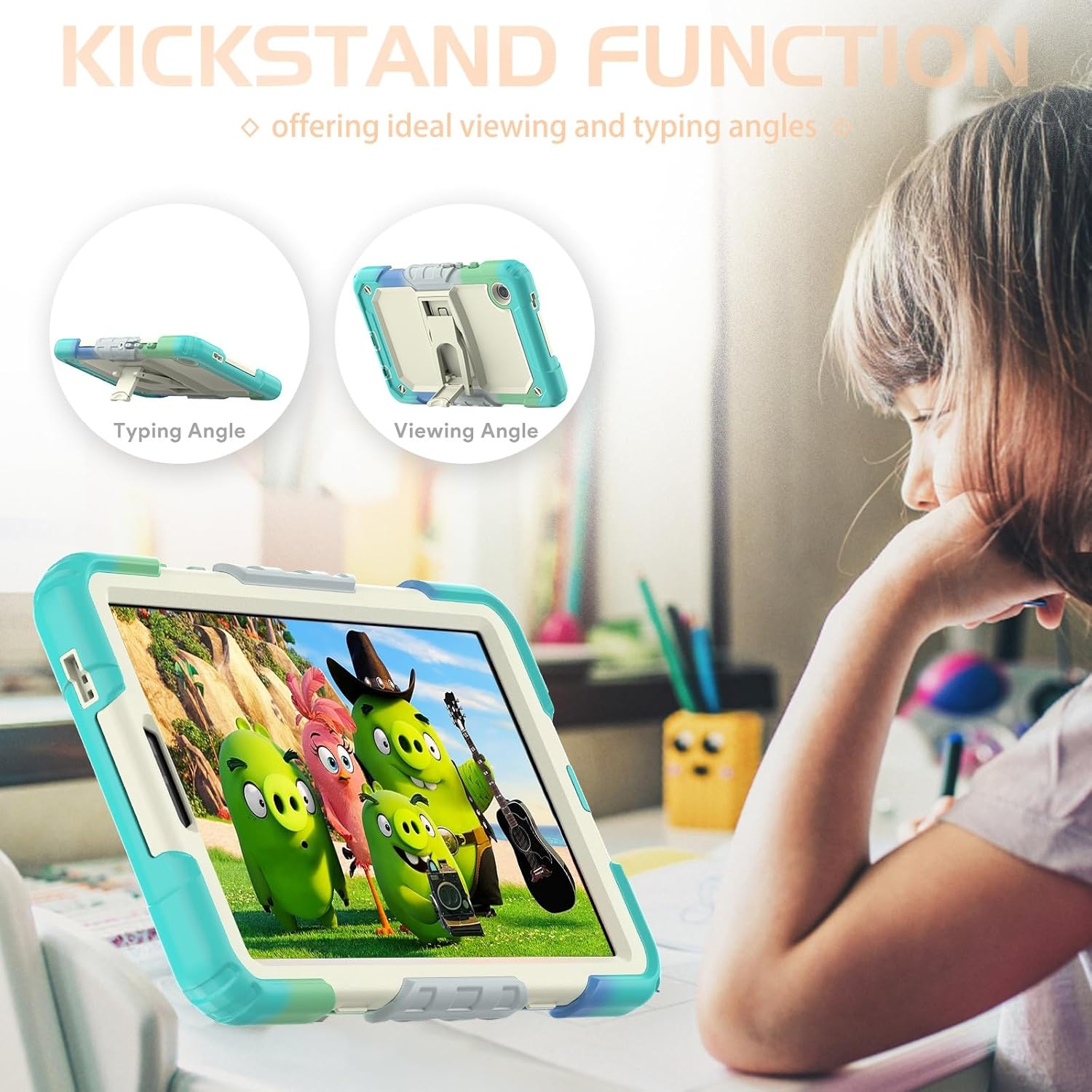 Husa Shockproof Armor pentru Samsung Galaxy Tab A7 Lite(SM-T220/T225), 8.7", Sigloo, stand Built-in, Protectie 360, albastru deschis