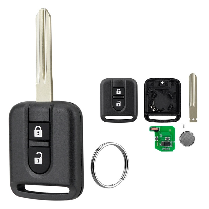 Cheie auto completa telecomanda 2 Butoane pentru Nissan Navara Micra K12 Note Patrol NV200 Cabstar 433MHz FCCID: 5WK4 876 / 818 + Cip PCF7946 + lama