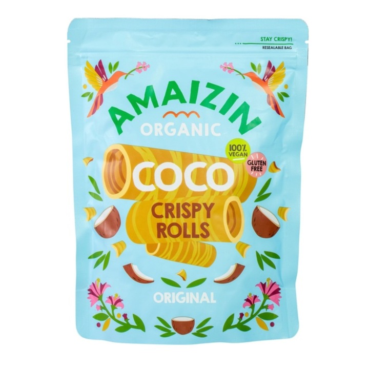 Rulouri crispy cu nuca de cocos Amaizin, fara gluten, 140 g