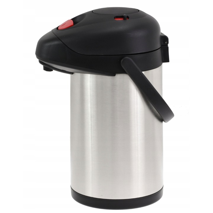 Termos De Masa cu pompa si maner, Otel inoxidabil, Cald, Rece, Gri/Negru, 3 litri