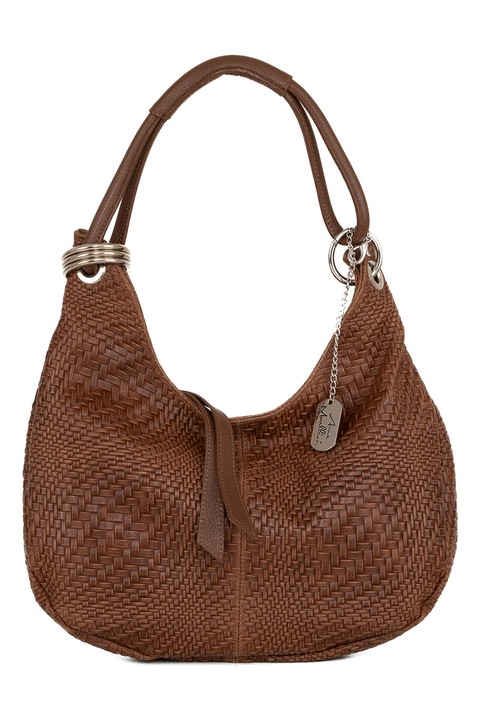 Anna Morellini, Félhold alakú texturált bőrtáska, Barna