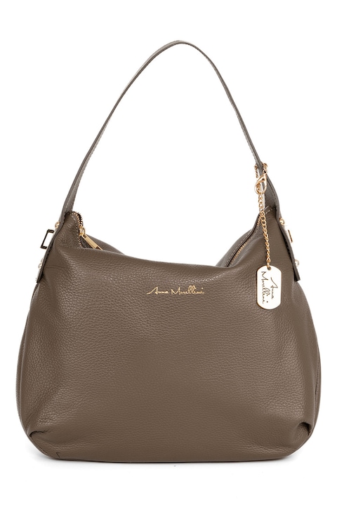 Anna Morellini, Geanta din piele cu bareta aditionala de umar, Maro fango