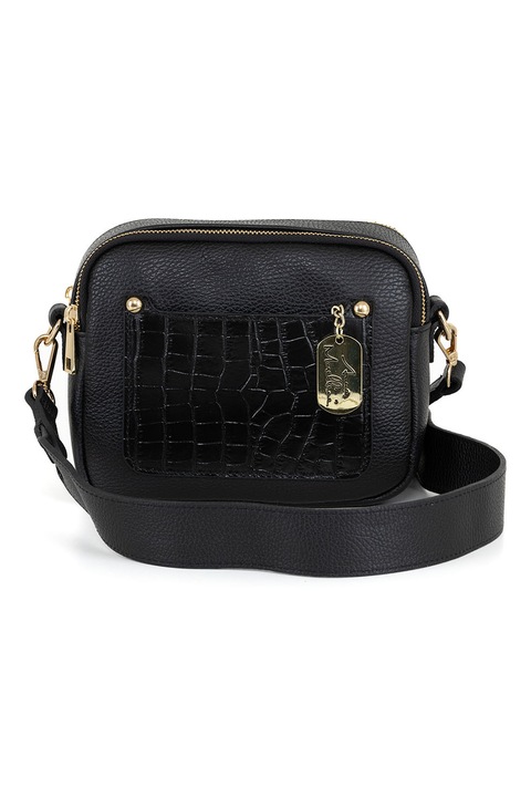 Anna Morellini, Кожена чанта през рамо с цип, Черен