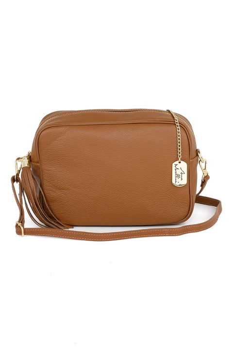 Anna Morellini, Geanta crossbody de piele cu bareta detasabila, Maro scortisoara