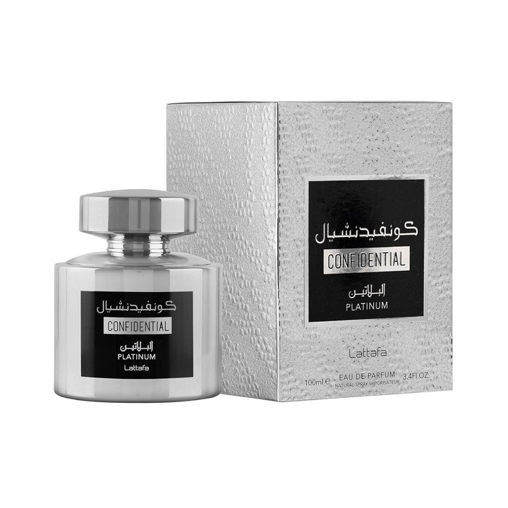 Lattafa Confidential Platinum, Apa de parfum, Unisex 100ml
