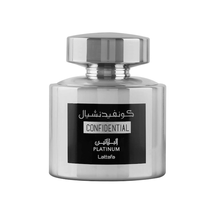 Parfum unisex Lattafa Confidential Platinum, note citrice si lemnoase, 100ml