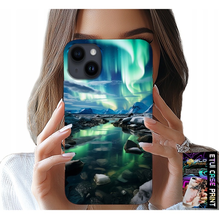 Tok iPhone 15 Plus-hoz, World Case, szilikon, színes nyomtatás, üveggel ellátott készlet