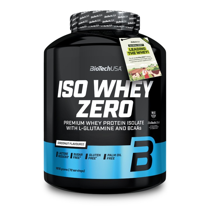 Iso Whey BioTech USA 1816g, gust cocos, 85g proteine/100g, redus lactoza