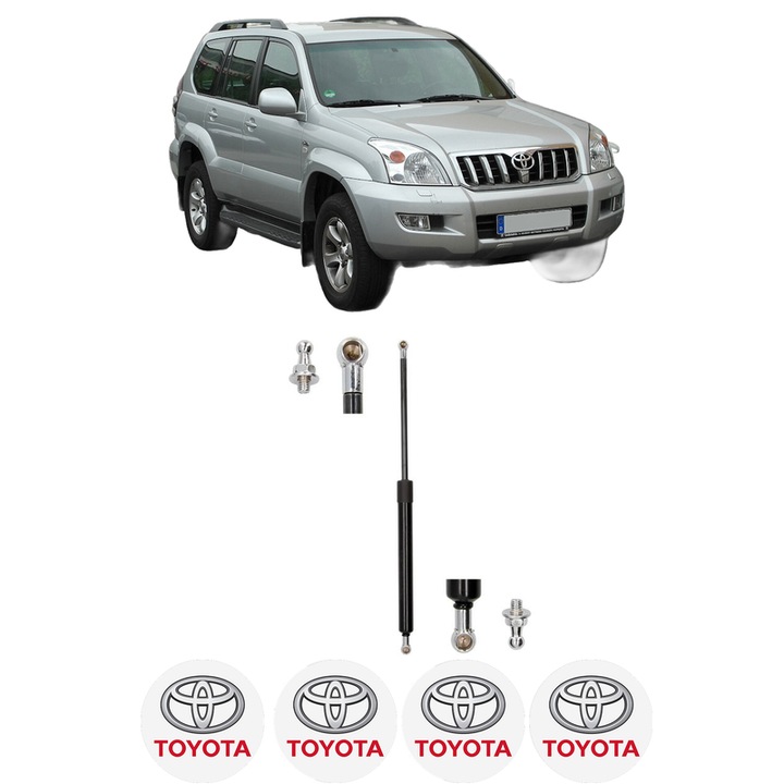 Amortizor capota pentru TOYOTA LAND CRUISER PRADO (_J12_) din 2002-2010, MAGNUM TECHNOLOGY, 4 stickere auto TOYOTA
