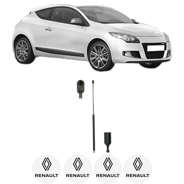 Amortizor capota pentru RENAULT MEGANE III Coupe (DZ0/1_) din 2008-2016, KROSNO, 4 stickere auto RENAULT