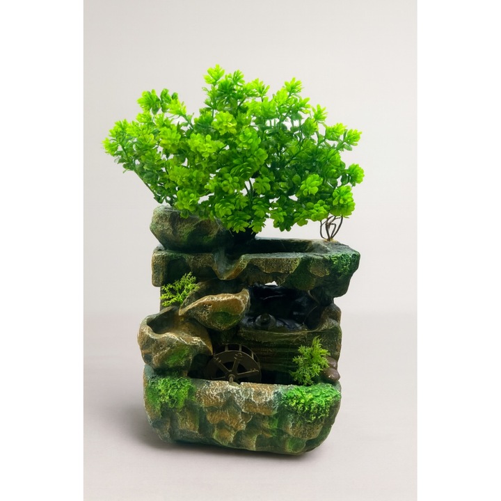 Fântână decorativă Magic Time Verdisor, 30x18cm, polirasină, cu roată de apă, pompă inclusă