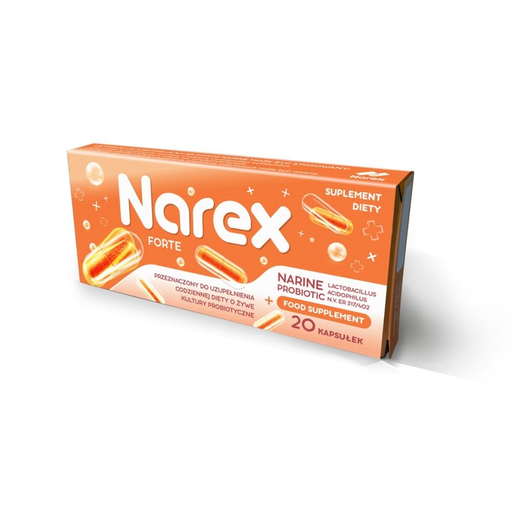 Narex Forte 180 mg, 20 capsule, probiotice, forma usoara de inghitire