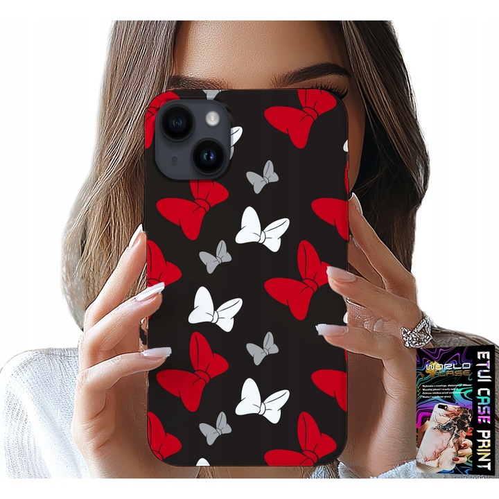 Husă Apple iPhone 14, World Case, roșu și alb, silicon, etui