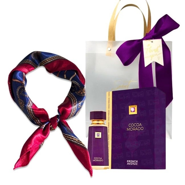 Подаръчен комплект French Avenue Cocoa Morado, парфюмна вода, унисекс, 100 мл + сатенен шал
