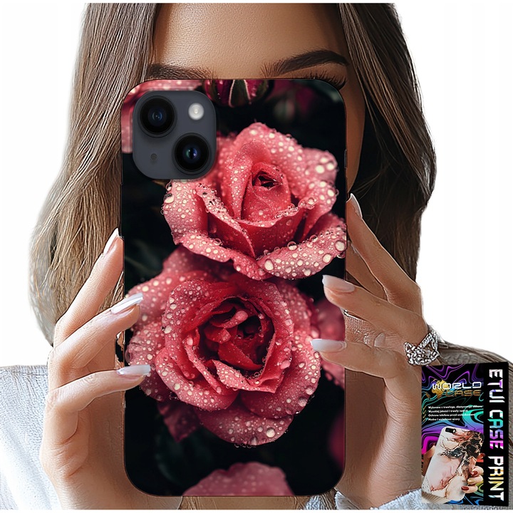 Caz pentru iPhone 13, World Case, trandafiri roz, model floral, silicon