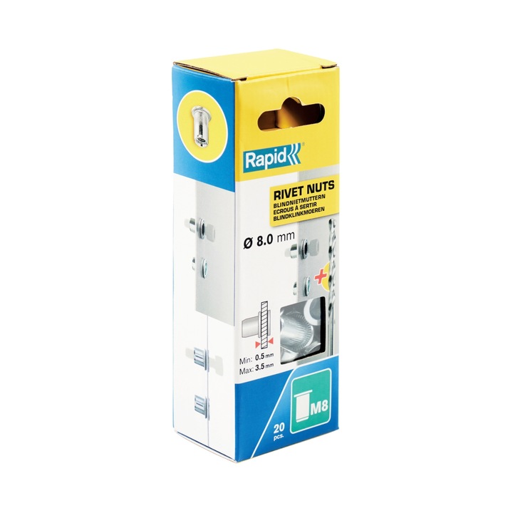 Set 20 nituri cu filet tip piulita M8, 3.5 mm Rapid 5001482