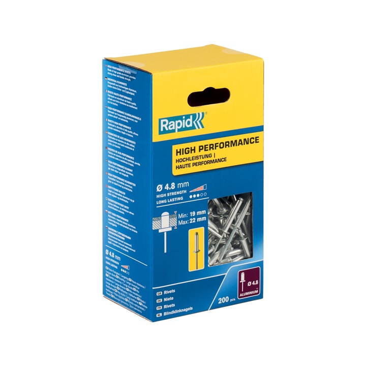 Set 200 de nituri high performance, ?4.8 x 25 mm Rapid 5001440