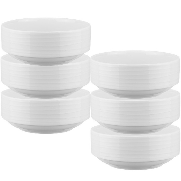 Set 6 boluri suprapozabile Culinaro Wave portelan 10x10cm, 300ml