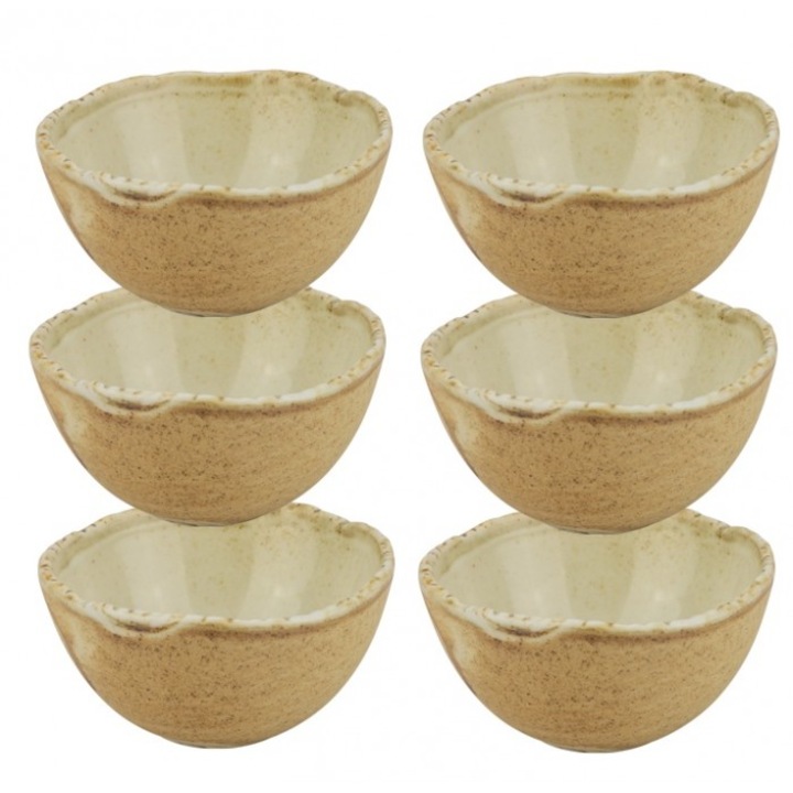Set 6 boluri portelan pentru sos CULINARO FUJI, D8xh4cm, bej