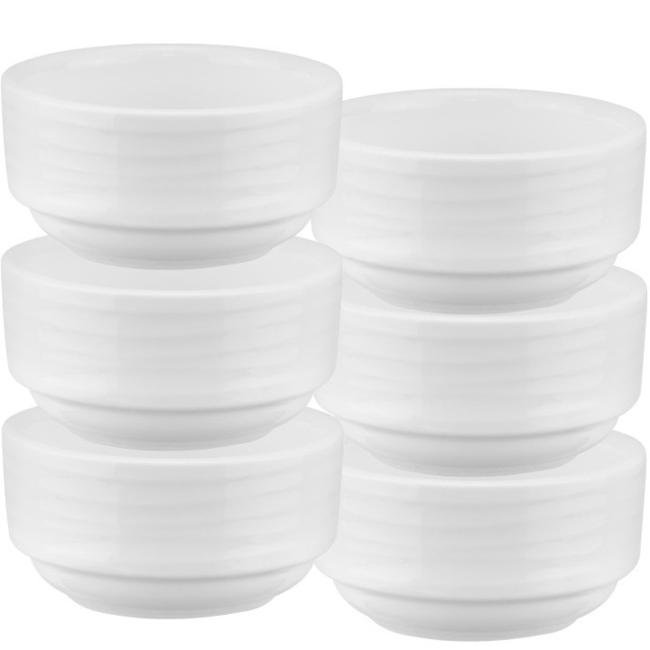Set 6 boluri suprapozabile Culinaro Wave portelan 6cm, 60ml