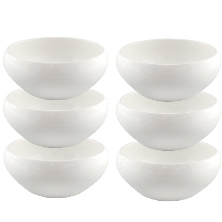 Set 6 Boluri portelan, Culinaro, Sydney, 11 x 5 cm, 250ml, Alb
