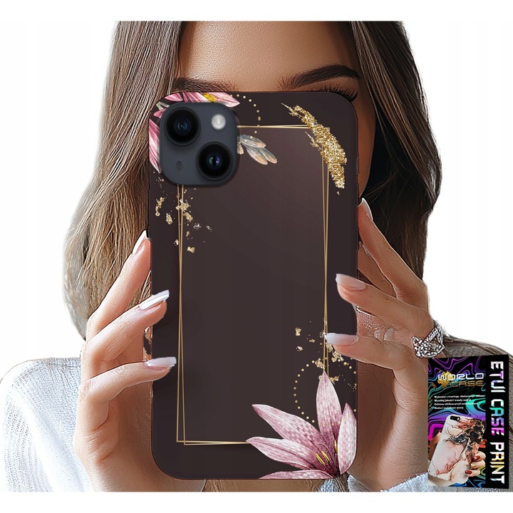 Husă pentru iPhone 15, World Case, modele florale elegante, silicon, multicolor