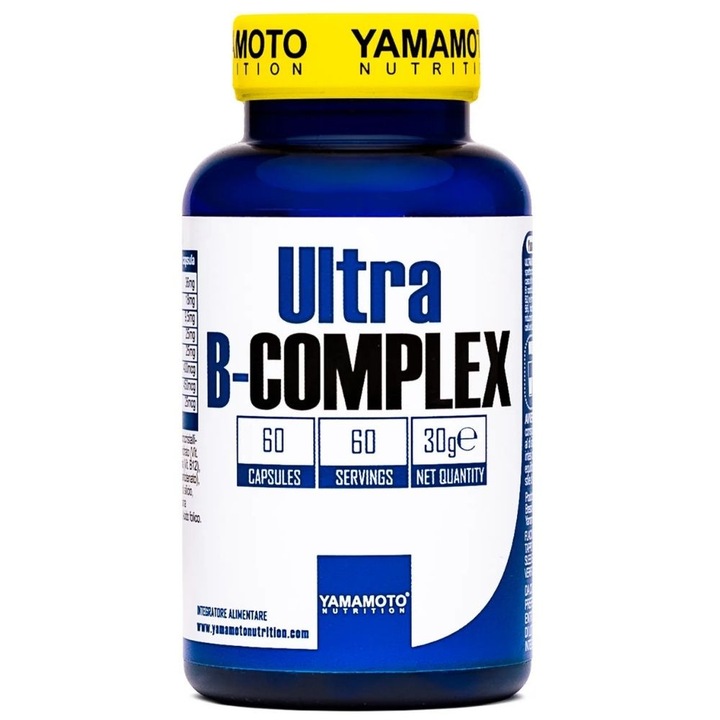 Хранителна добавка Yamamoto Ultra B-Complex, 60 капсули, витамини B, без глутен, без лактоза