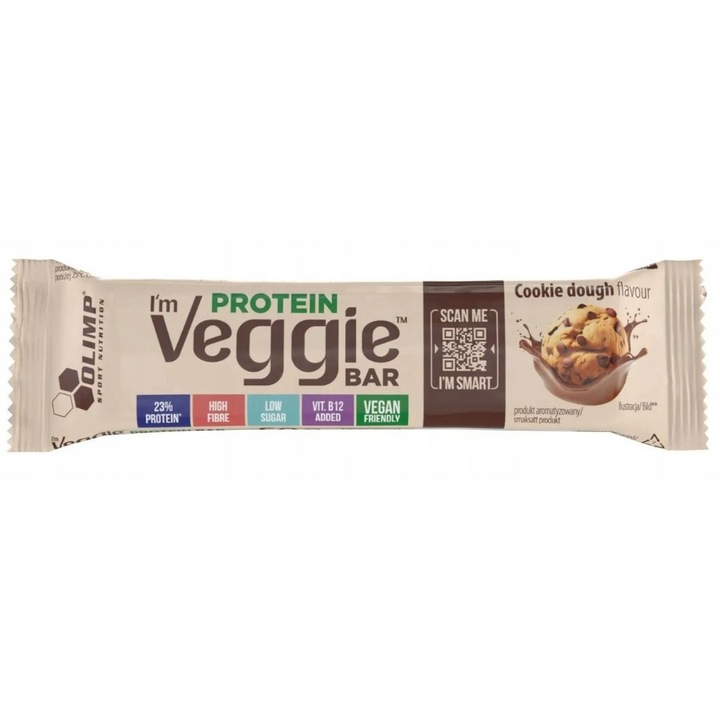 Baton proteic Olimp I'm Veggie, Cookie Dough, 12g proteine vegetale, 50g
