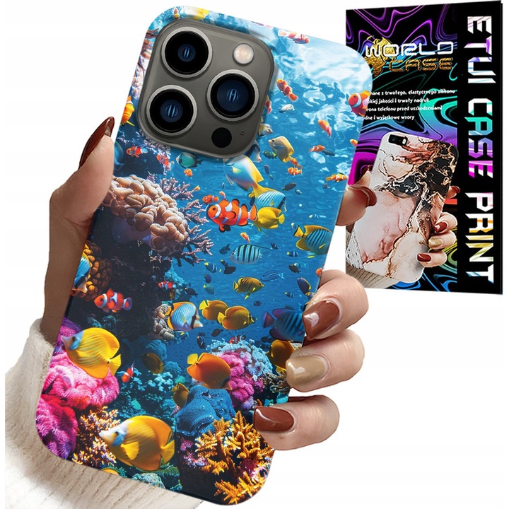 Telefontok, World Case, színes nyomtatás víz alatti háttérrel, szilikon, iPhone 16 Pro-hoz