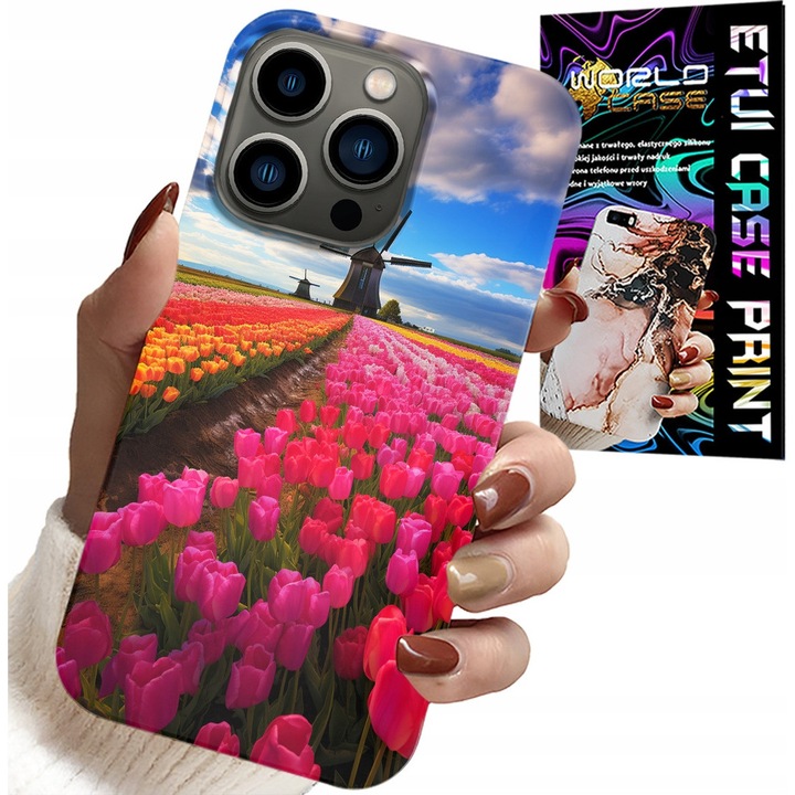 Telefontok, World Case, iPhone 15 Pro Max, szilikon, színes virágmintás