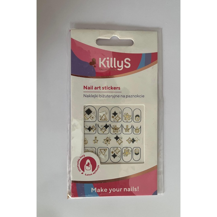 Set stickere pentru unghii, model elegant cu auriu si negru – decor nail art