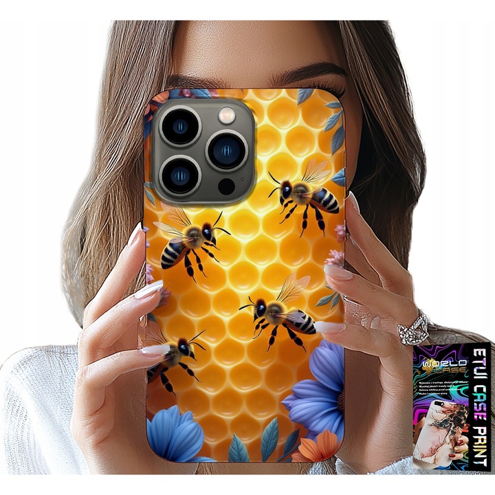 Telefontok, World Case, iPhone 15 Pro-hoz, szilikon, méhsejt mintás, fehér