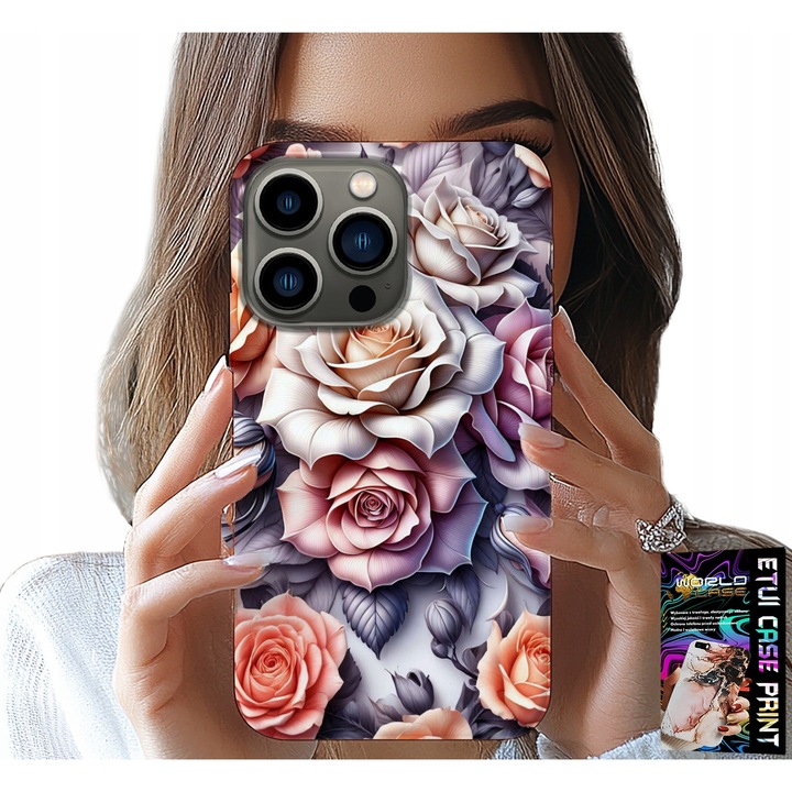 iPhone 16 Pro Max tok, World Case, virágmintás, szilikon, többszínű