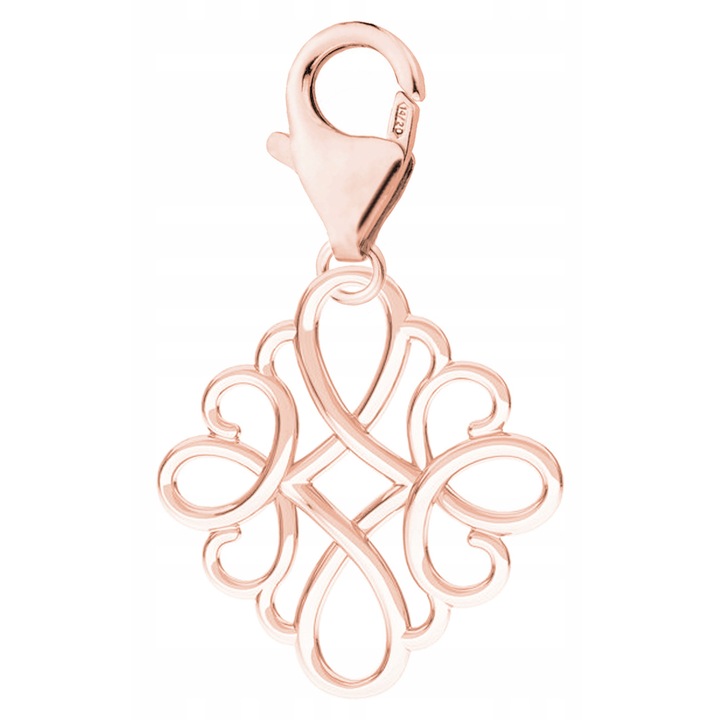 Ezüst Talizmán, Larezo, 925-ös rózsaaranyozott ezüst, Tökéletes Ajándék Ötlet, Díszdobozzal, Ékszer Típusú Zárrendszer, 0.3 g, 1.8 cm, Rózsaszín