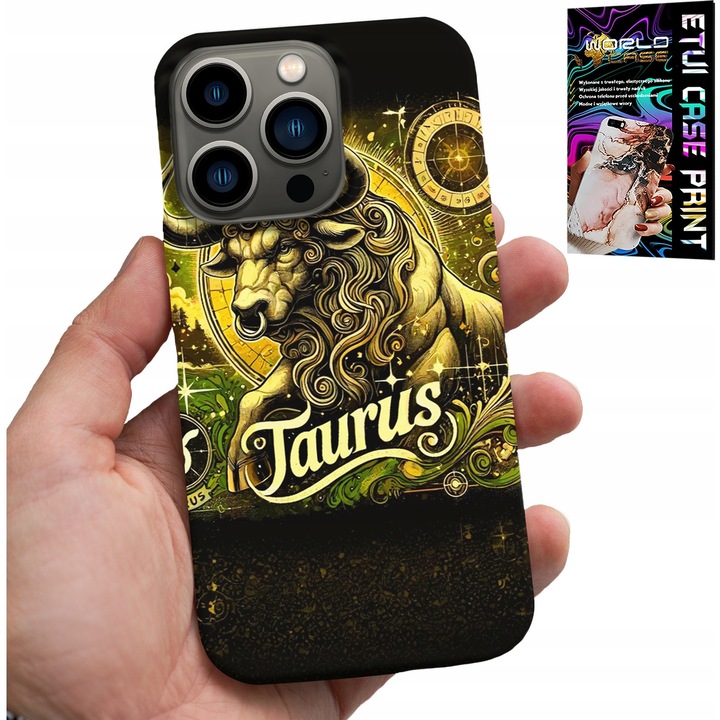 Tok iPhone 14 Pro-hoz, World Case, Bika csillagjegy, teljes színnyomás, szilikon